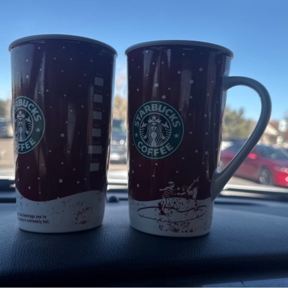 Starbucks Red and White Holiday Mugs